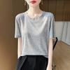 Женская летняя футболка с коротким рукавом, 50% шелка тутового дерева и полиэстера | Легкий дышащий облегающий повседневный топ