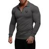 Брендовая рубашка-поло для мужчин, бодибилдинг и фитнес, деловые повседневные футболки с длинным рукавом и воротником с лацканами, облегающие футболки
