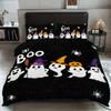 3-piece Halloween Themed Black Cute Ghost Pumpkin Pattern Duvet Cover Set, 1 Duvet Cover+2 Pillowcases, Coreless