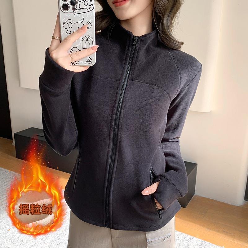 Women S Stand Collar Fleece Jacket Long Sleeve Slim Warm Winter Coat