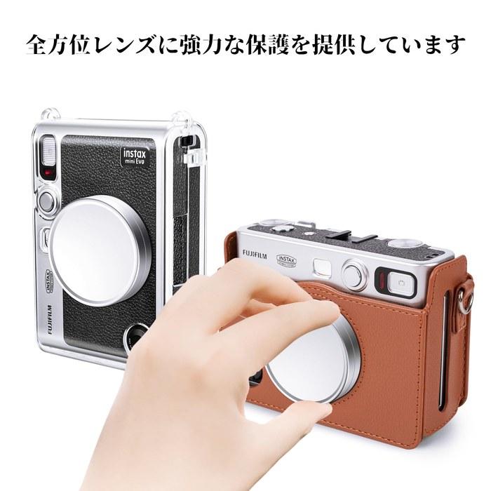 Rieibi Instax Mini Evo Lens Protection Accessories [Screen Glass Film + Lens Film + Lens Cap] Anti-Drop Strap Included, Dustproof,