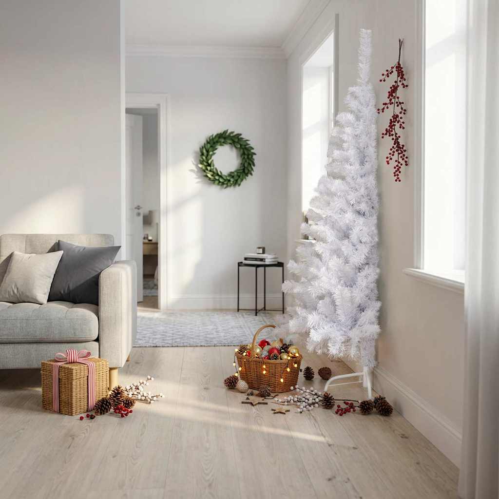 Artificial Half Christmas Tree with Stand White 180 cm PVC