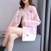 Autumn and Winter Thick Mink Velvet Women's Coat Loose with Suit Collar Knitted Cardigan Sweater Women's Outer Match