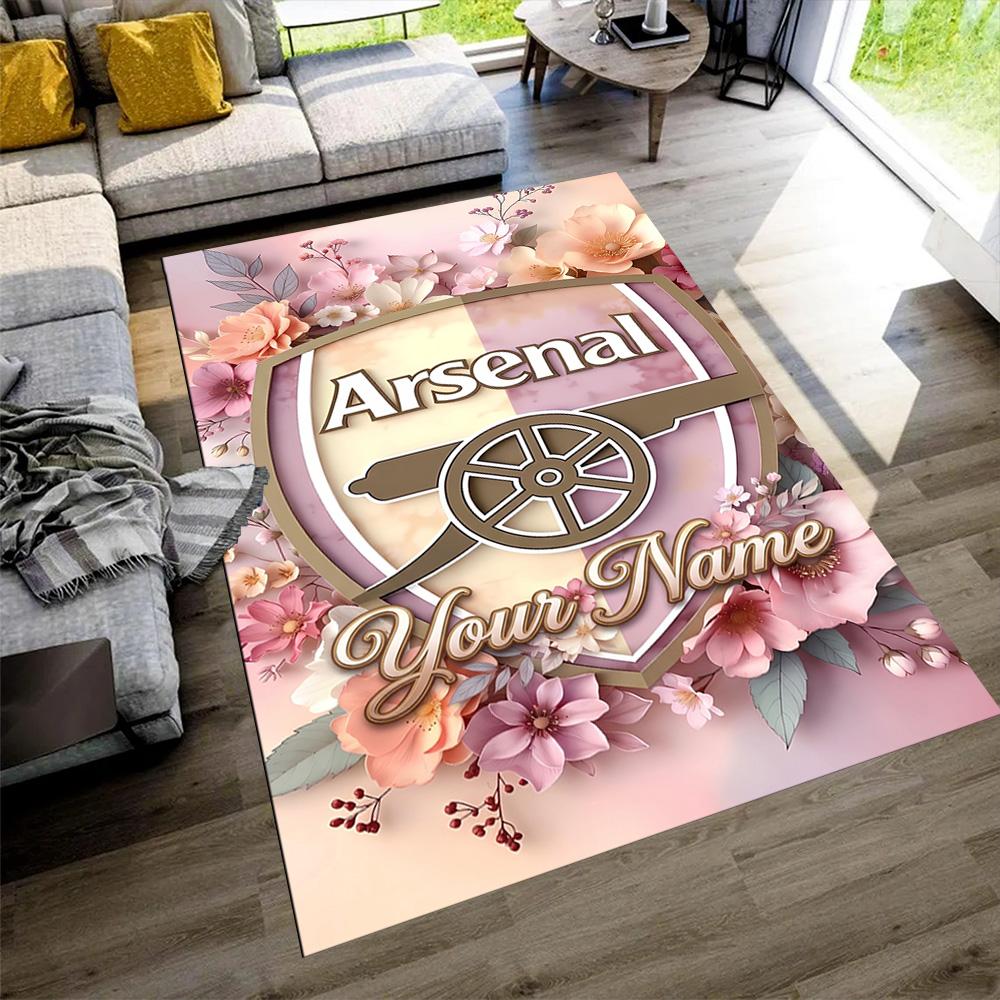 Arsenal F.c. Customize Your Name Floor Mat Design for Game Room Playrooms Dormitory Outdoor Anti-slip Rug Anime Office Decor Best for Christmas
