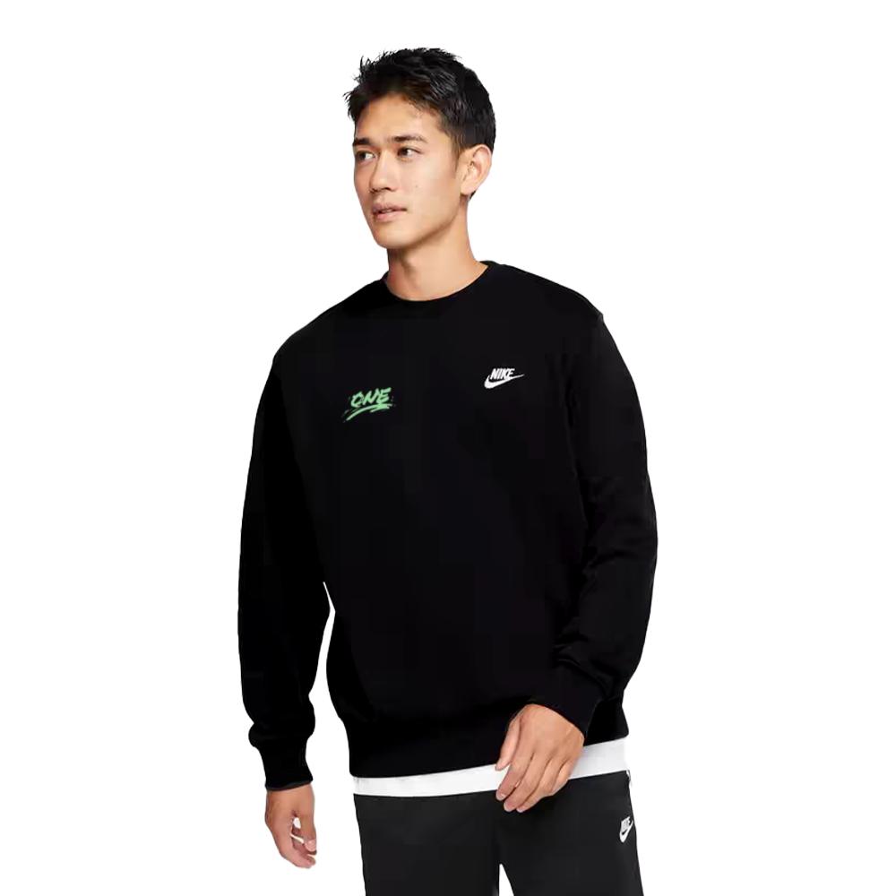 Nike Модный уличный универсальный однотонный свитшот с логотипом-буквой и круглым вырезом, унисекс, черный BV2667-010(TEAM1061-3.3.10)