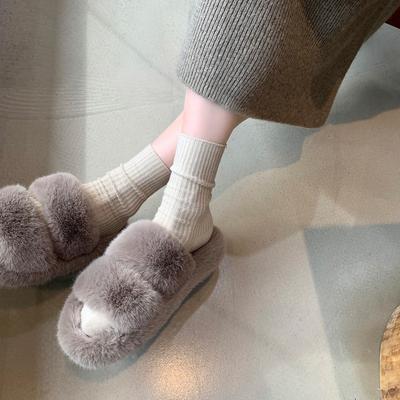 TX-1 флисовые тапочки с толстым дном и плоским дном, одно слово, фея, пушистые, верхняя одежда, женская, весна и осень, новые модели