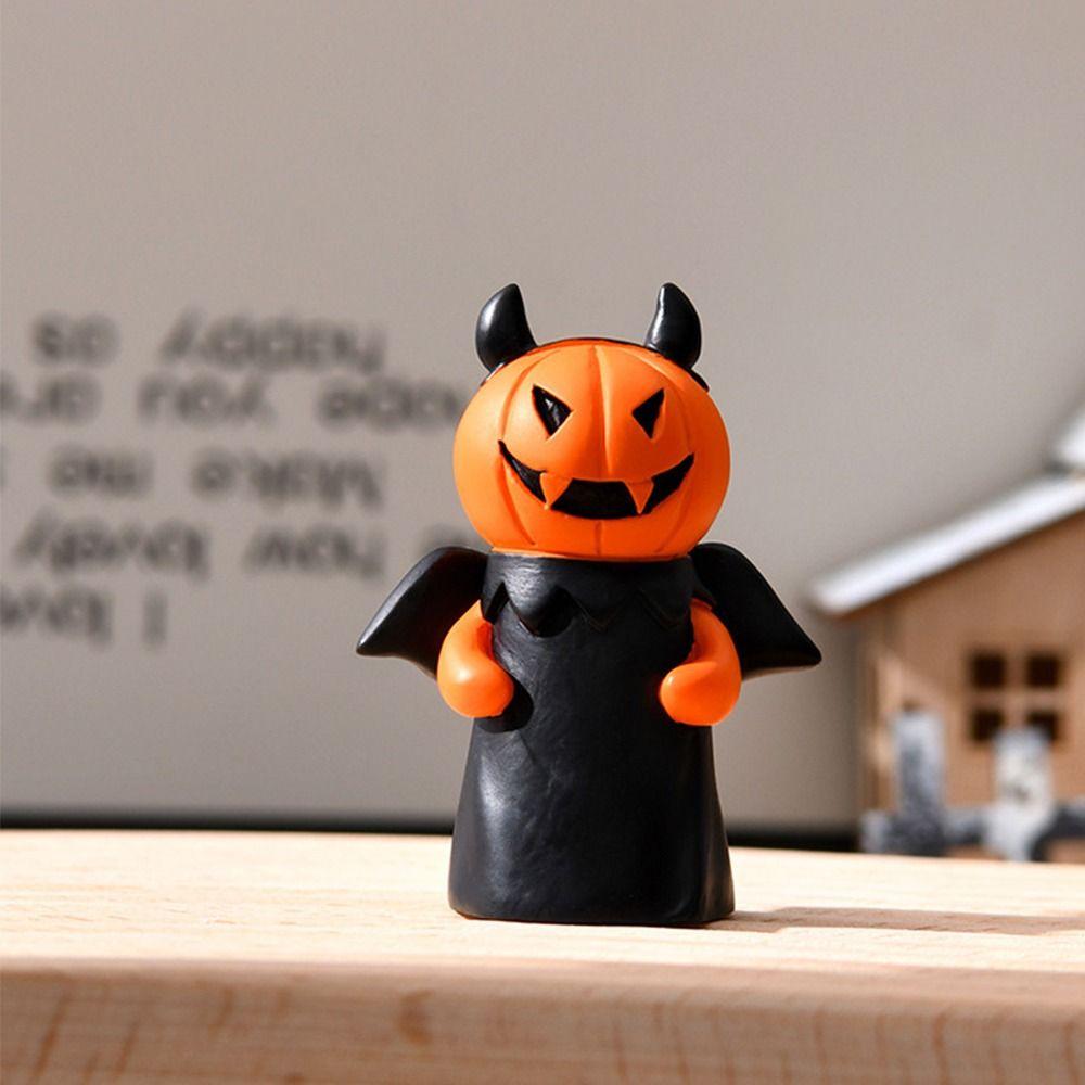 3Pcs/Set Durable Mini Devil Pumpkin Figurine Resin Halloween Ornament  Tabletop Decoration