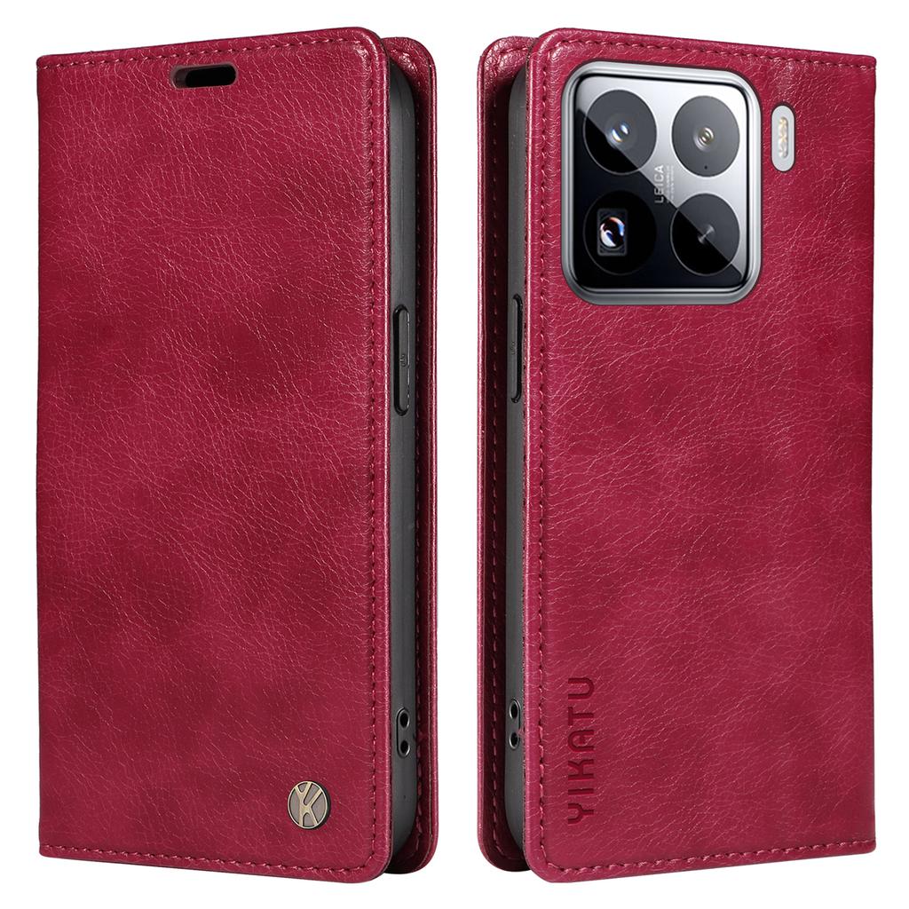 YIKATU YK-006 For Xiaomi 15 Pro Case Magnetic Closure Leather Phone Cover Litchi Texture