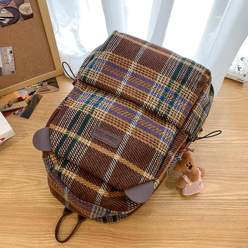 Винтажный клетчатый школьный рюкзак для женщин
