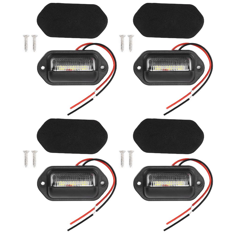 4 шт. 12 В 6 светодиодных ламп для номерного знака, высокая яркость, белый свет, водонепроницаемый для автомобиля