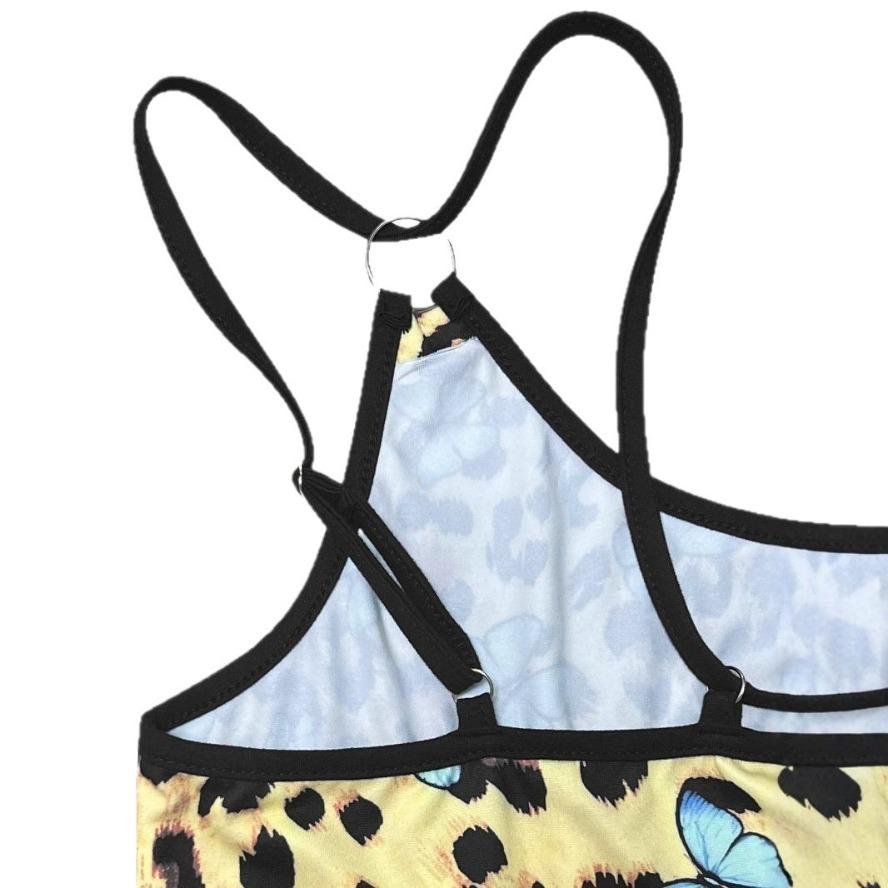 YYFS Women's Fashion Summer Spring Leopard Print Sleeveless Suspenders High Waist Casual Dresses