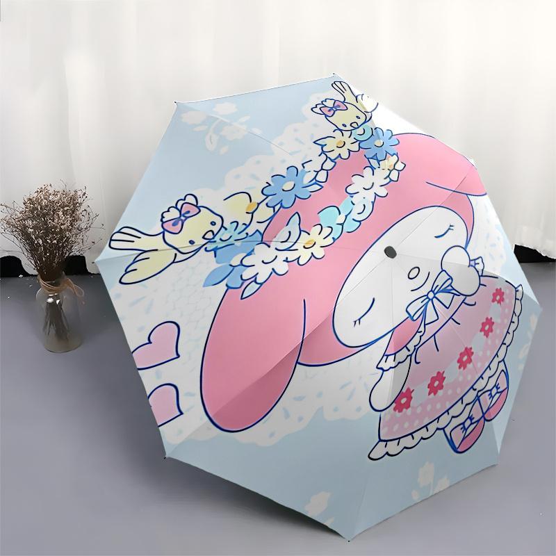 1pc My Melody Automatic Opening Folding Umbrella - Portable 3-Fold Design with Iron Frame, Perfect for Festivals, Travel, Daily Use, and Gifts.D076