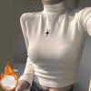 Women Long Sleeve T Shirt Autumn Winter Slim Half Turtleneck Casual t-Shirts Female Pullovers Tees Y2k Clothes Thicken Crop Tops