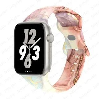 Цветочный ремешок с принтом для Apple Watch Ultra Band 49 мм 41 мм 40 мм 38 45 мм 44 мм 42 мм Силиконовый браслет для IWatch Серии 8 7 SE 6 5 4 3