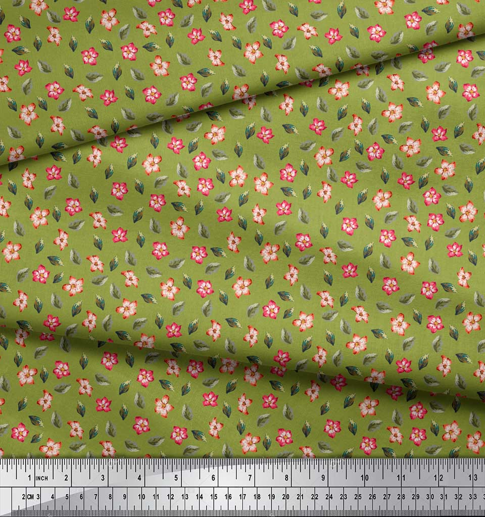 Soimoi Синяя японская креп-сатиновая ткань с принтом листьев и первоцвета, по метру 42 дюйма