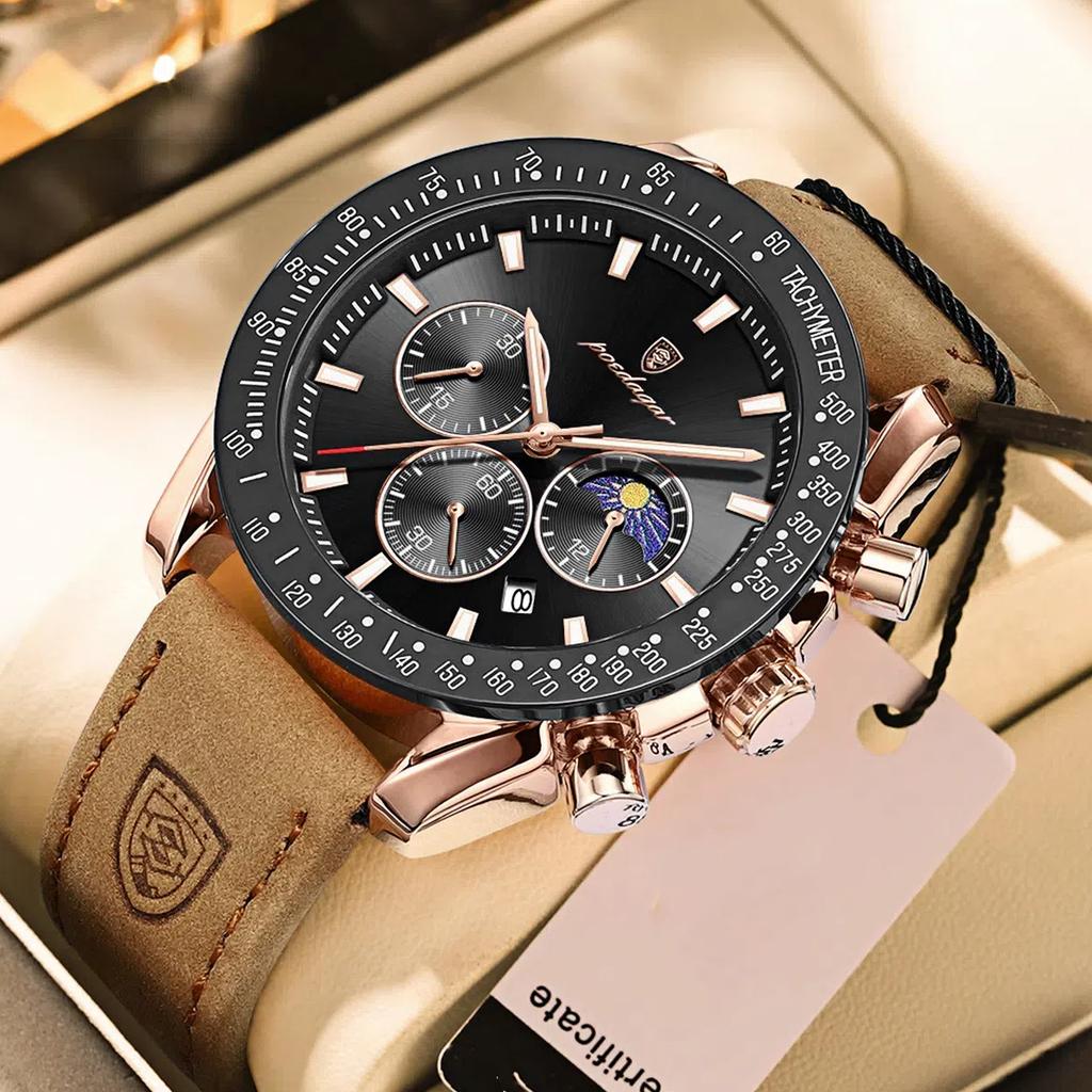 Новые мужские кварцевые часы с тремя очками, шестью иглами, водонепроницаемые, светящиеся спортивные часы с календарем