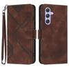 For Samsung Galaxy A55 5G Wallet Case Line Imprinted PU Leather Phone Cover with Strap