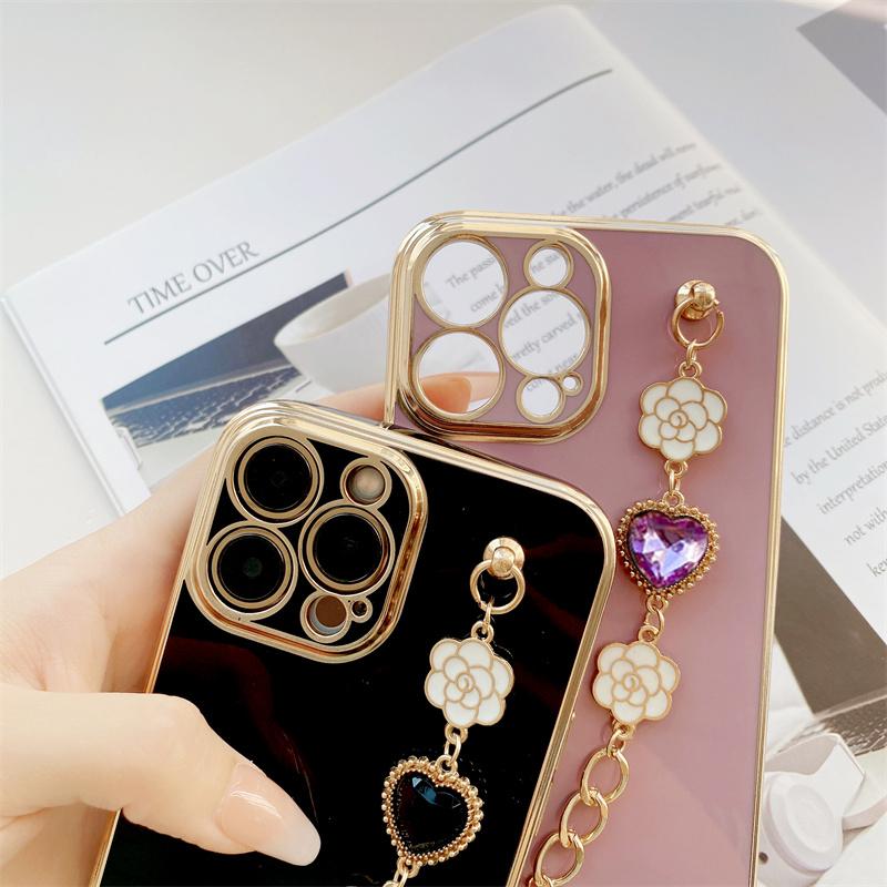 Мягкий силиконовый чехол для телефона Honor 9X 90 X6A X8B Redmi 12 13C 14C Note10 Note13 Note 14 Poco C65 C75 с браслетом Flower Love Gem Covers