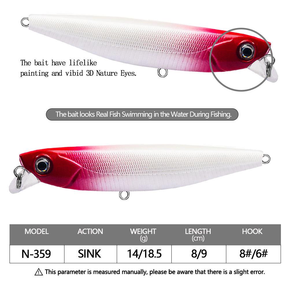 Новая биомиметическая приманка для рыбы Luya, погружная приманка для рыбы Мино, приманка для рыбалки на открытом воздухе, 8 см/9 см, специальный крючок для рыбы через рот