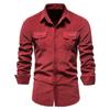 Single Breasted Cotton Men's Shirt Business Casual Fashion Solid Color Corduroy Men Shirts Autumn Slim Shirt