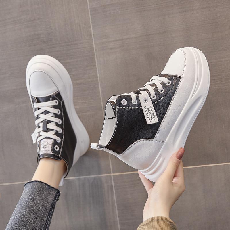 Туфли из натуральной кожи с высоким берцем, женские туфли, повседневные белые туфли на толстой подошве