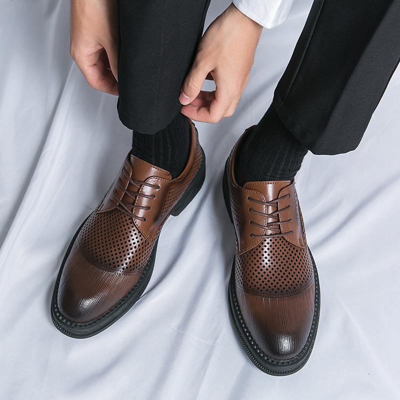 Дышащая формальная деловая мужская обувь или ГОРЯЧАЯ РАСПРОДАЖА стили ретро-дизайна Повседневная взрослая кожаная обувь для отдыха, офиса, вечеринки