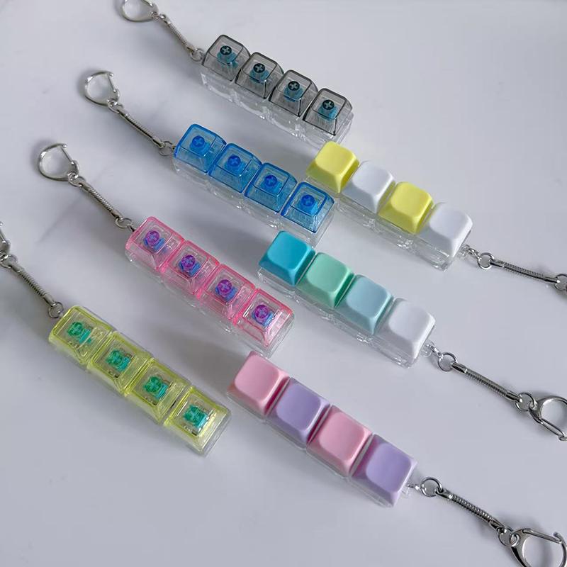 1 шт. Светящийся брелок-клавиатура Снятие стресса Нажимаемая кнопка со светодиодом Игрушка Для людей с тревогой Настольный аксессуар