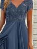Европейское шифоновое вечернее платье подружки невесты с V-образным вырезом и кружевной отделкой
