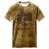 Men's Casual Short Sleeve Summer Armor Of God 3D Printed Tee Camel Vintage Home Sports Fitness Quick Drying Streetwear 2 Pieces