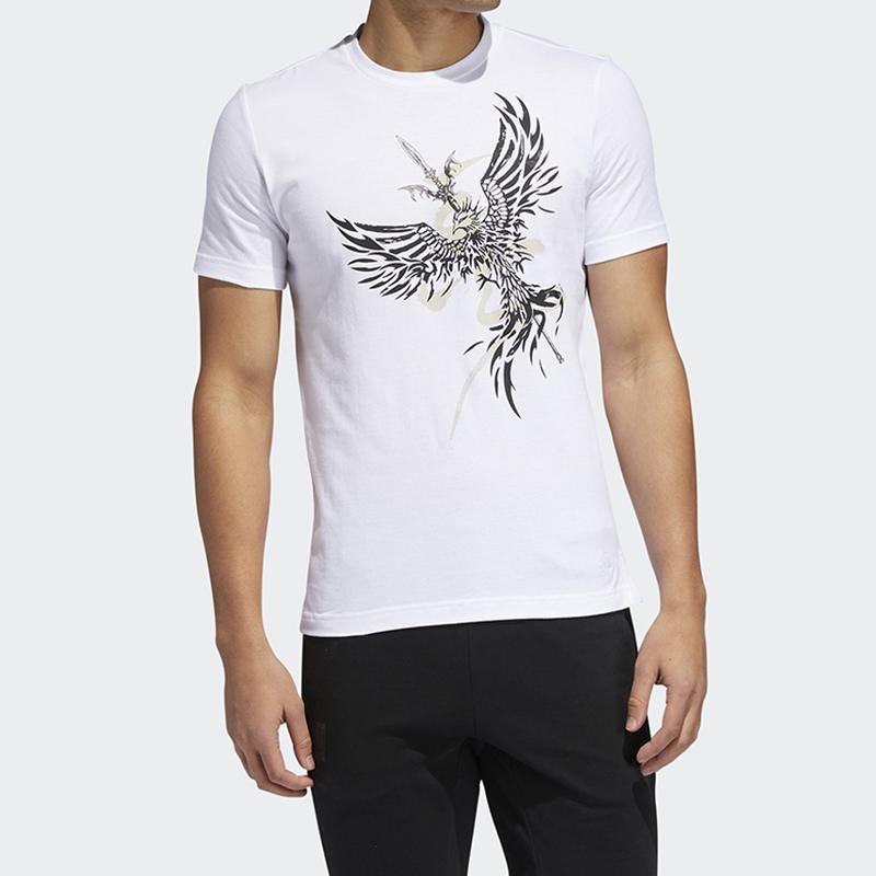 adidas Футболки Мужские Белые С Круглым Вырезом Умеренный Прямой Крой FT2753