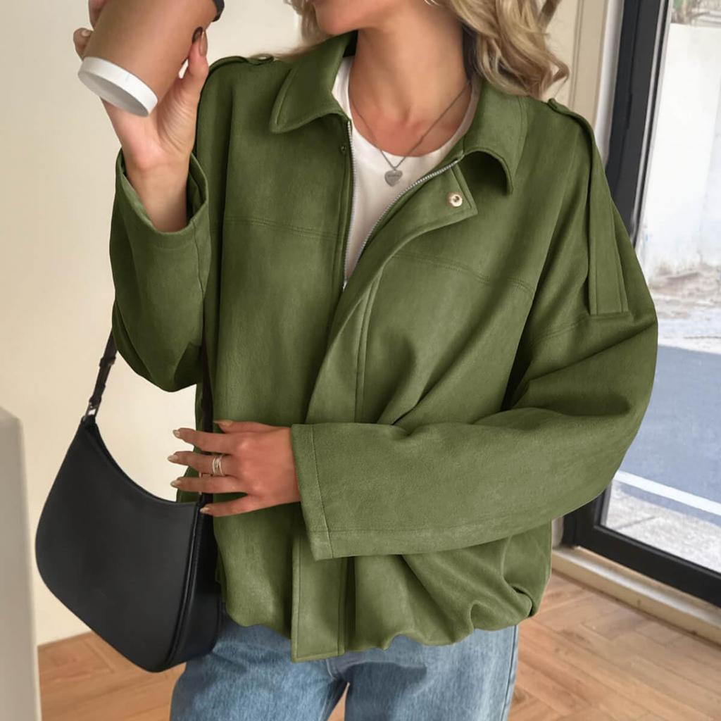 Женская модная однотонная куртка с рукавами и молнией