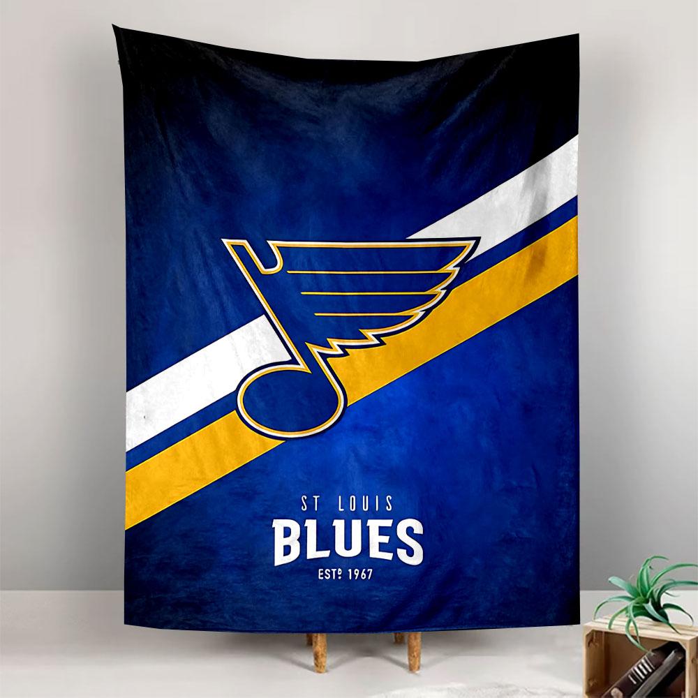 St Louis Blues Logo Tapestry Wall Hanging, NHL Hockey Note Art, Sports Wall Decor for Bedroom Living Room Man Cave