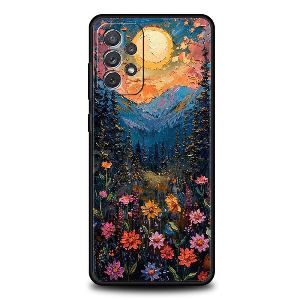Чехол для телефона с масляной живописью цветов для Samsung Galaxy A15 A13 A35 A55 A51 A71 A41 A31 A21S A03S A05 A23 A25 A33 A53 A73 5G