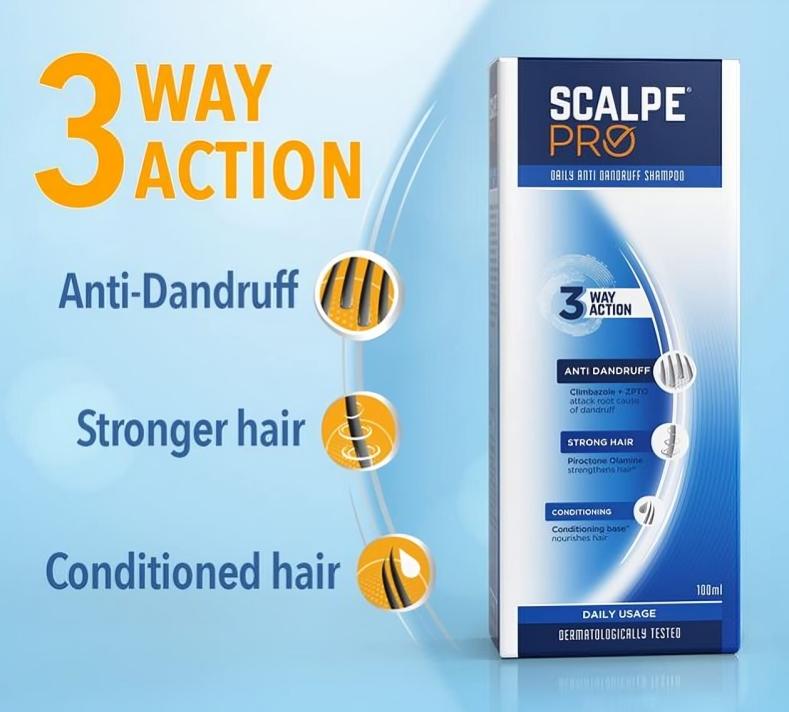 Шампунь против перхоти Scalpe Pro Daily Anti-Dandruff Shampoo устраняет перхоть от источника 100 мл