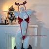 Red Pom-Pom Tie-Up Christmas Lingerie Halter Bodysuit