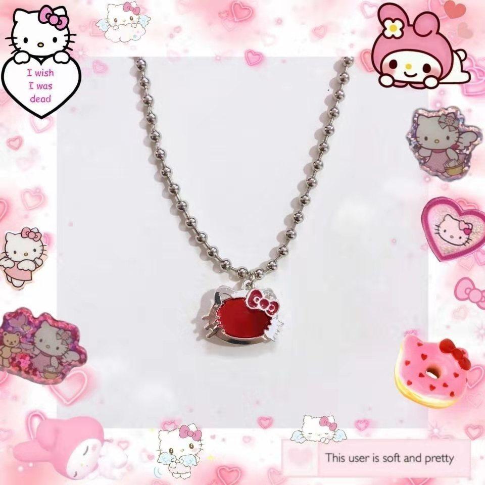 Cartoon Cat Rhinestone Necklace - Fashionable Girly Student Best Friend Chain with Niche Design.