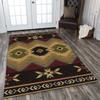 Bohemian Tribal Themed Rug, Red & Orange Aztec Pattern Non-Slip Floor Mat for Bedroom Living Room Southwestern Decor Carpet