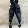 Fashion Ladies Printed Floral Jeans Women Vintage Blue Denim Pants Female Street Style Oversized Bloomers Pantalons