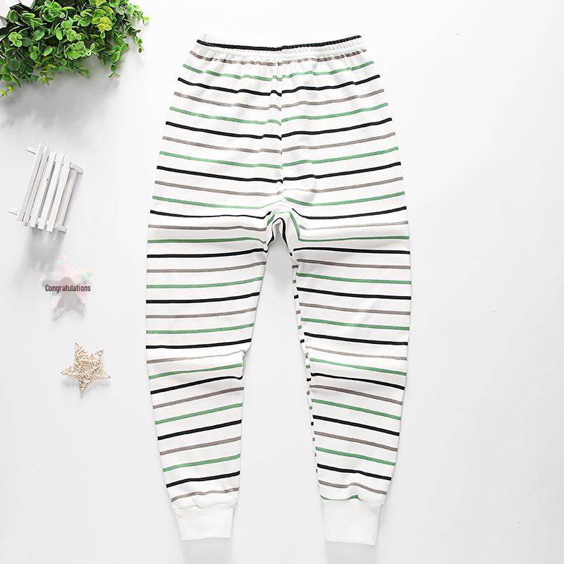 Детские осенние брюки из чистого хлопка: Мягкая внутренняя одежда для мальчиков и девочек, легкие пижамы на весну и осень