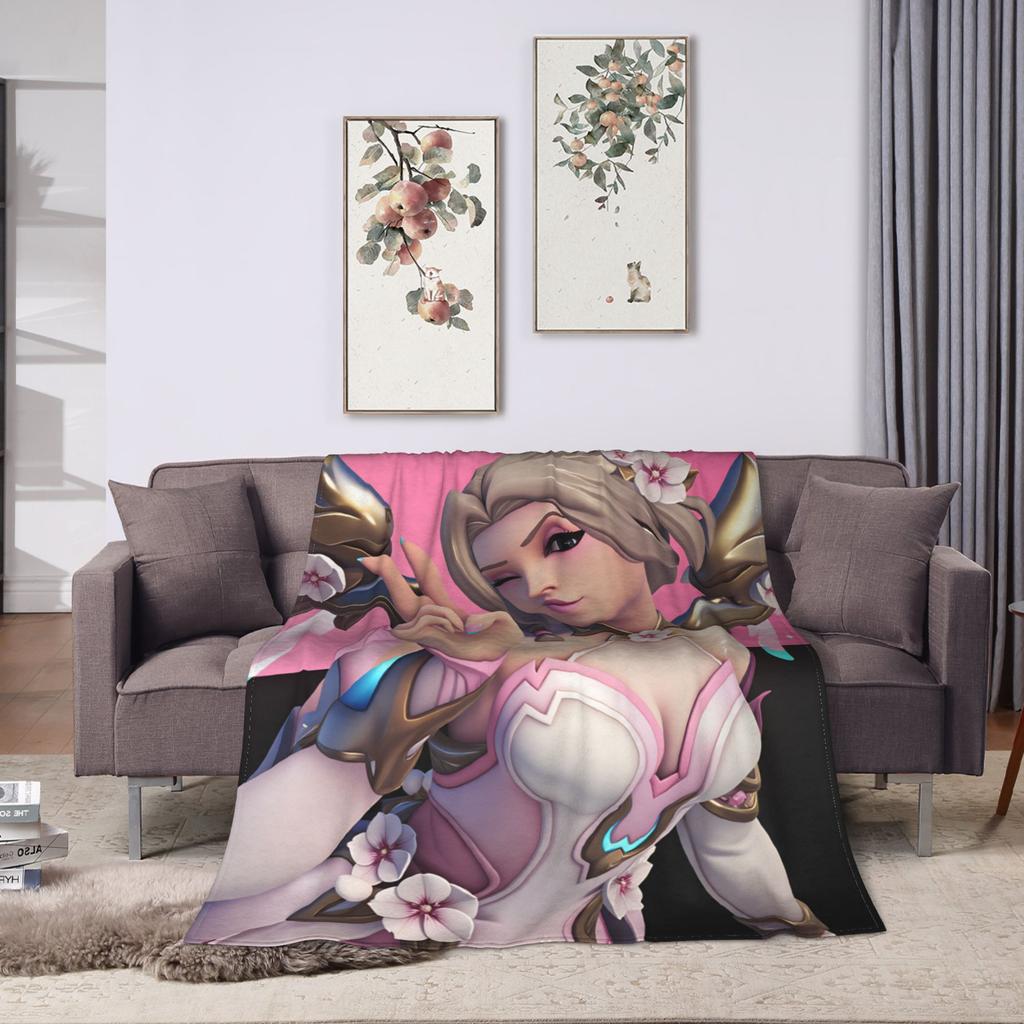 Пледы Overwatch Мерси Мягкие Теплые Пушистые Плюшевые Постельные Принадлежности Пледы для Дивана Кровати Пикника Фланелевое Покрывало Покрывало для Кровати