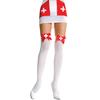 Nurse Outfit High Knee Stockings Red Bow Decorations Lolita Legging Cross Charming Silk Tights Hosiery Women Sexy Cosplay Party