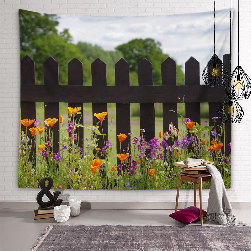 Sunset Flower Field View Tapestry Lotus Lavender Rose Flower Wall Art Tapestry Bedroom Dorm Room Aesthetics Home Decor