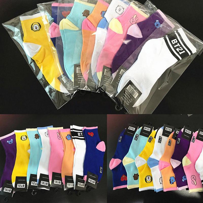 BTS Bangtan Kpop Мальчики Длинные Носки Мультяшная Кукла Chimmy Shooky Высокий Трикотаж