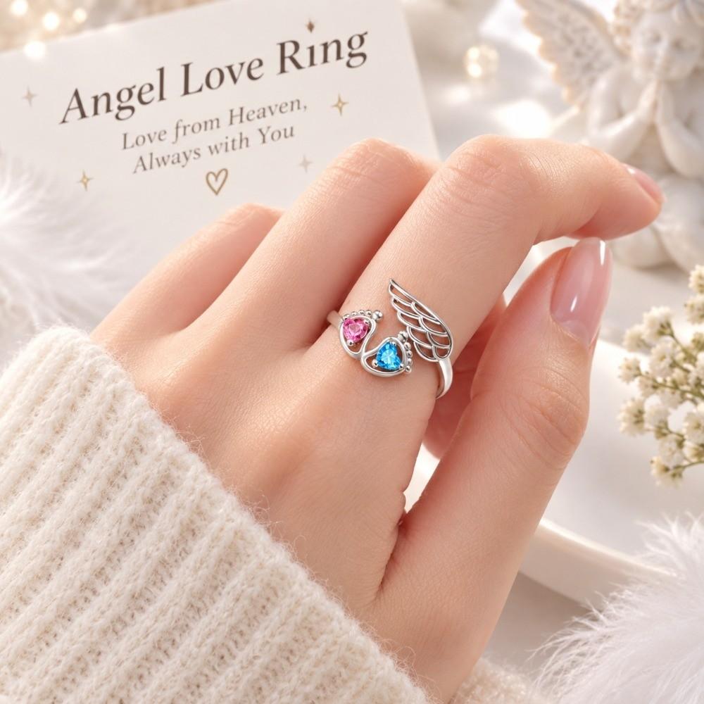 Rhinestone Embellished Rhinestone Heart Ring Adjustable Fashion Band Mom Daughter Gift