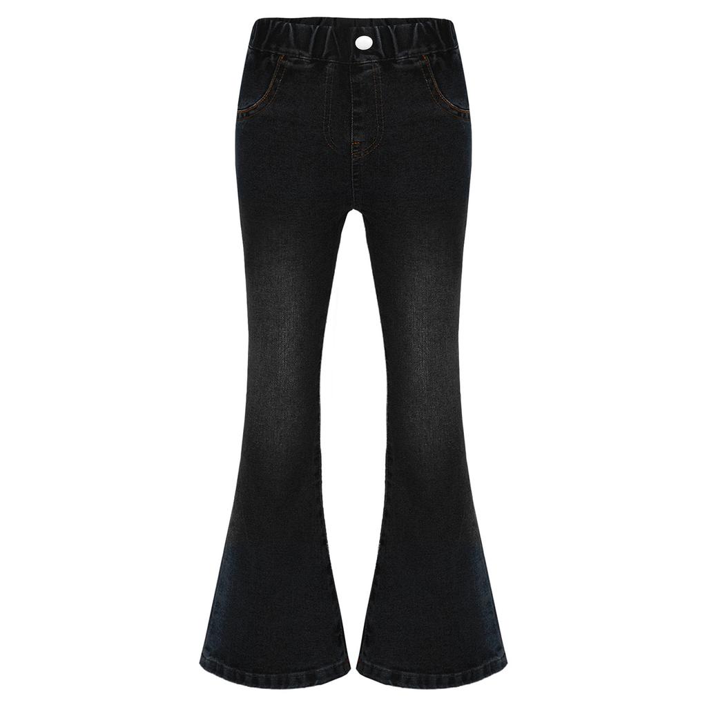 Детские джинсы-клеш в стиле ковбой, милые, расклешенные, облегающие, повседневные, длинные джинсы для девочек