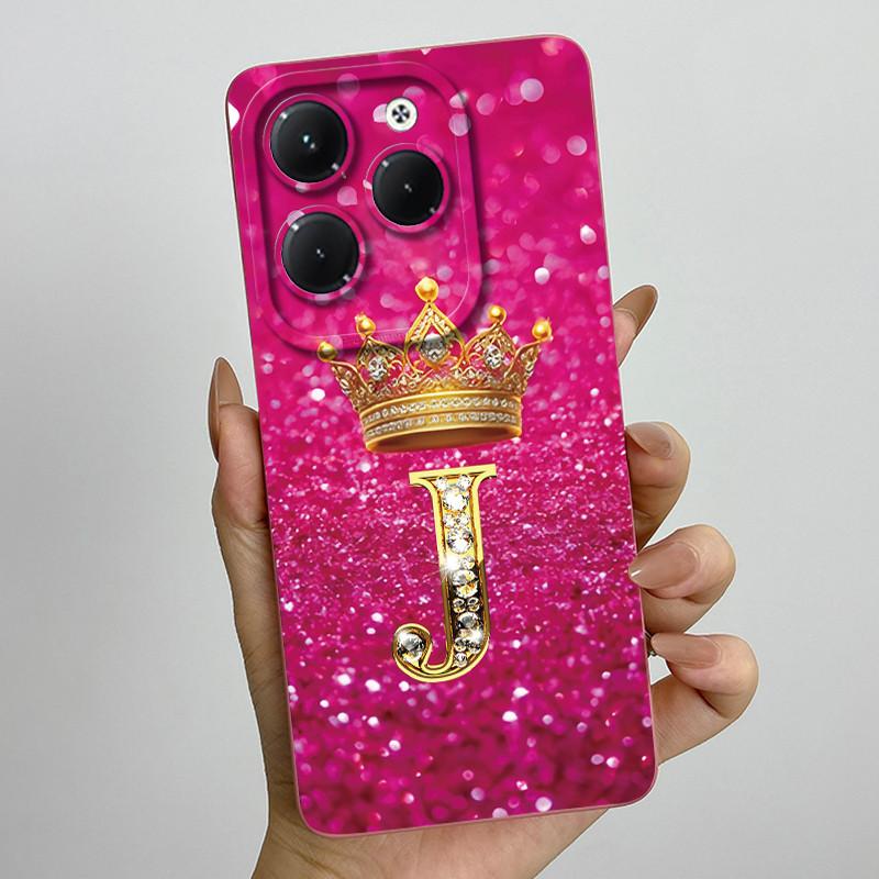 Чехол для Infinix Hot 40 Pro 40i Корона Буква Funda Мягкая Жидкая Силиконовая Задняя Крышка Для Infinix Hot40 Hot40i 40Pro Бампер Оболочка