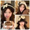 Hollow Out Flower Weave Cap Korean Style Bowknot Beanies Hat Crochet Flower Knitted Hat  Girls