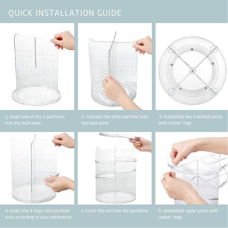 Вращающийся органайзер для макияжа Косметическая витрина с держателем для кистей Подставка-карусель для хранения парфюмерии для туалетного столика, столешницы в ванной