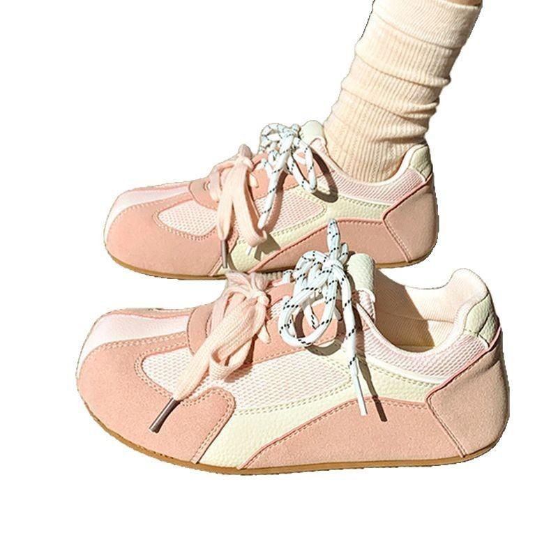 Ретро удобные мягкие туфли на подошве женские весенние новые с круглым носком на шнуровке сетчатые дышащие повседневные туфли