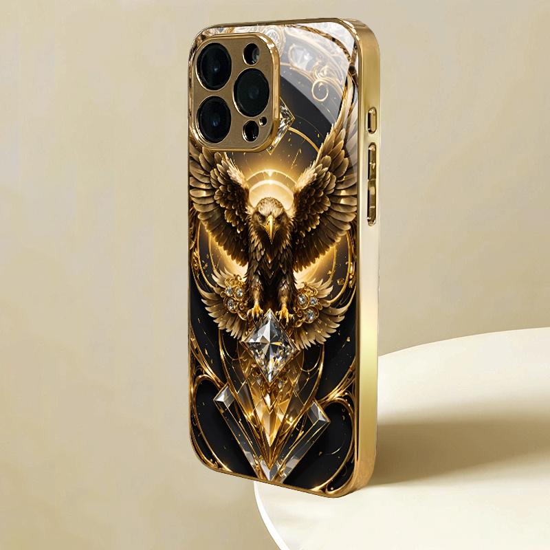Eagle gold Премиальный чехол для телефона Электролитическое стекло ТПУ Чехол для телефона для iPhone 17 16 15 14 13 12 11pm Pro Plus Ударопрочный
